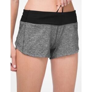 Lululemon Sz 8 Tall Heather Black Gray Lined Speed Up Shorts 4” Stretch Running